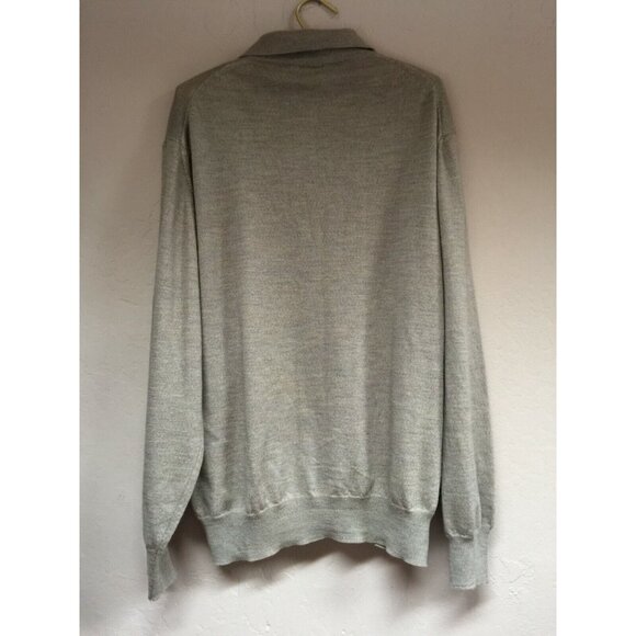 Valda Collection Mens 52 Pure Wool Long Sleeve Polo Sweater Gray Large Casual - Picture 2 of 7